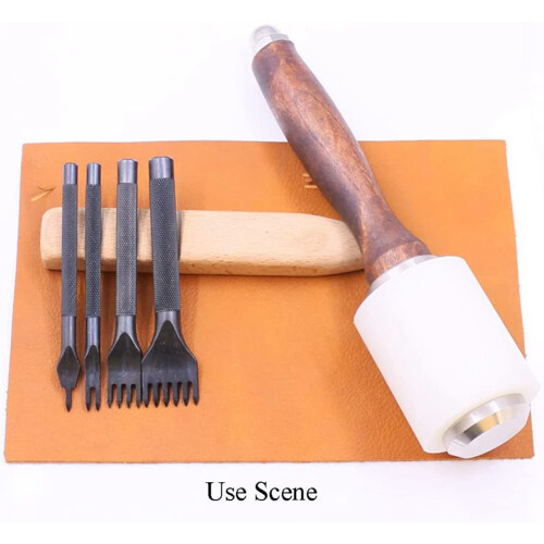 3MM 1/2/4/6 Prong Diamond Stitching Chisel Hole Punches Tool, Leather Hole Punch, Leather Chisel Set-4 Pcs