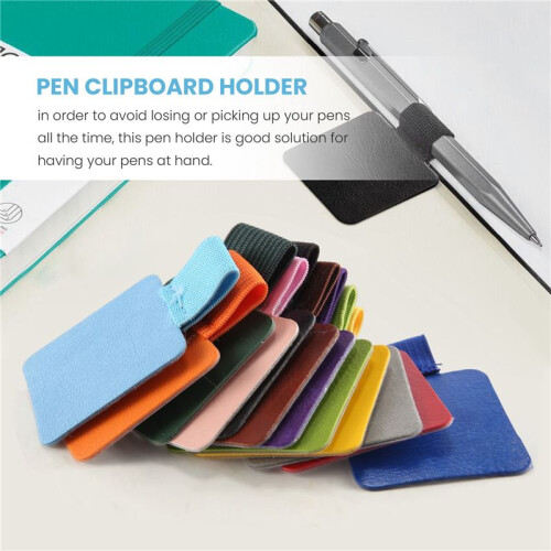 12 Pcs Self-Adhesive Notebook Pen Loop Holder Set,Faux Leather Pen Holder with Elastic Loop for Pens