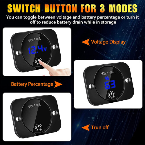 2 Pack LED Digital Voltmeter with Contact , 12V 24V Car Voltmeter LED Digital Display Waterproof Voltmeter Panel 2