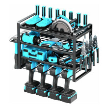 4 Layer Power Tool Organizer Wall Mount, Cordless Drill Hanger Storage Rack for Garage Organization, Workshop, Pegboard