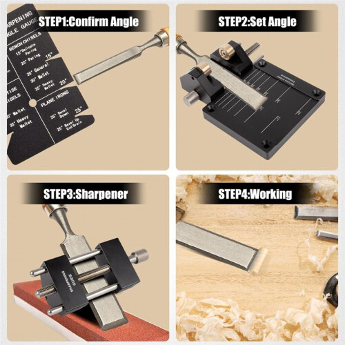 Woodworking Honing Guide Tools Chisel & Plane Blade Sharpening Kit Honing Guide,Angle Fixture, and Angle Gauge 2
