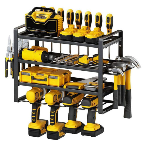 4 Layer Power Tool Organizer Wall Mount, Cordless Drill Hanger Storage Rack for Garage Organization, Workshop, Pegboard 1