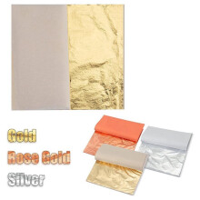 Folhas de Folha de Ouro de Imitação de 100 Unidades para Arte, Artesanato Dourado, Pintura, Decoração (5,5 Polegadas X 5,5 Polegadas Ouro)