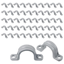 PVC Pipe with Double Hole Plastic Conduit with Pipe Clamp Conduit Clamp U PVC Clip 2 Hole (50 Pieces, 1/2 Inch)
