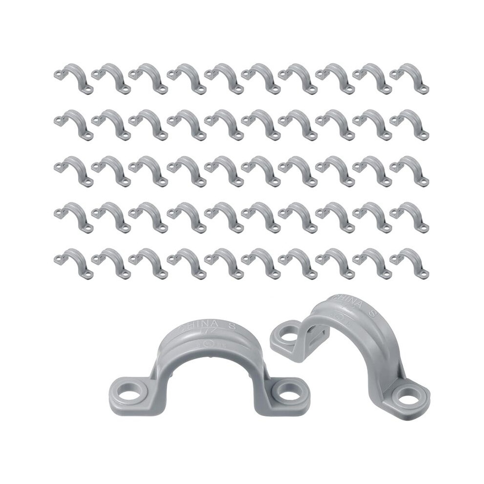 Pvc Pipe With Double Hole Plastic Conduit With Pipe Clamp Conduit Clamp U Pvc Clip 2 Hole (50 Pieces, 1/2 Inch) 6033339425460