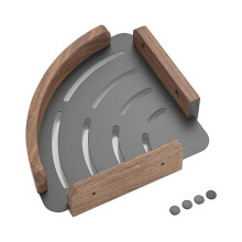 Estantes de Baño de Madera de Nogal, Estante de Almacenamiento Esquinero para Ducha Montado en la Pared, Estante Organizador de Cocina