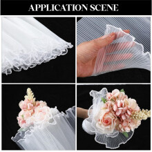 2 Pack 4,5 Yard Vit Blomma Omslagspapper Pearl  Mesh Bukett Omslagspapper Pearl Skrynkligt Wave Net Garn