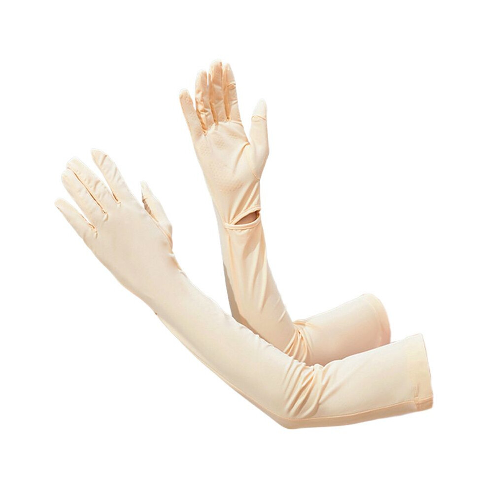 Tauoh Women Uv Long Sun Protection Gloves Touchscreen Arm Sun Driving Gloves Upf 50+ For Outdoor Sports Cycling Skin Color