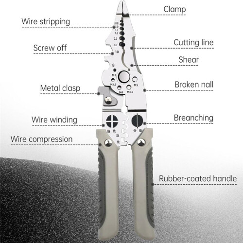 Multifunctional Wire Stripper Crimper Cable Cutter Pliers, Professional Electrical Wire Stripping Tool 2Pcs