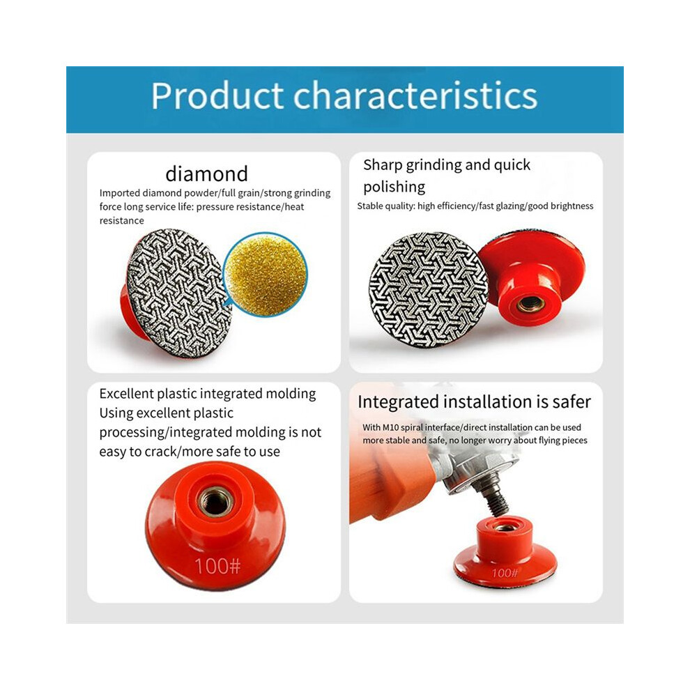 M14 Thread 2Inch 50Mm Diamond Hand Polishing Pads Electroplated Sanding Pads Grinding Disc, 50 6032318034891