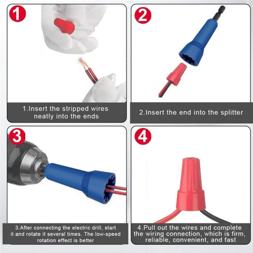 4Pcs Wire Twister Tool for Drill,Wire Nut Twister Wire Stripper Tool Connector Driver,Cable Quick Stripping Tools 2