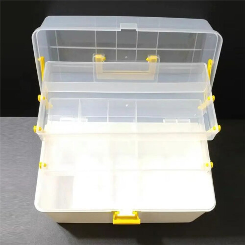 Small Tackle Box with 2 Tray Hardware Organizer Portable Multipurpose Storage Box for Snacks Screws Nuts Lure Case A
