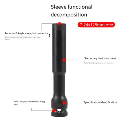 8PCS 1/2 Drive Socket  Impact Wrench Hex Adapter Spanner Converter 7mm-14mm Black 1