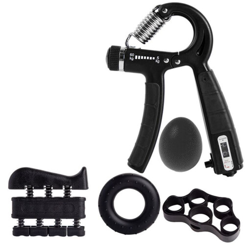 Adjustable Gripper Set Five-Finger Puller Wrist Trainer Fitness Five-Piece Set Black