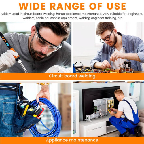90W Internal Heating Electric Soldering Iron LED Digital Display with  Temperature Control Orange EU Plug 2