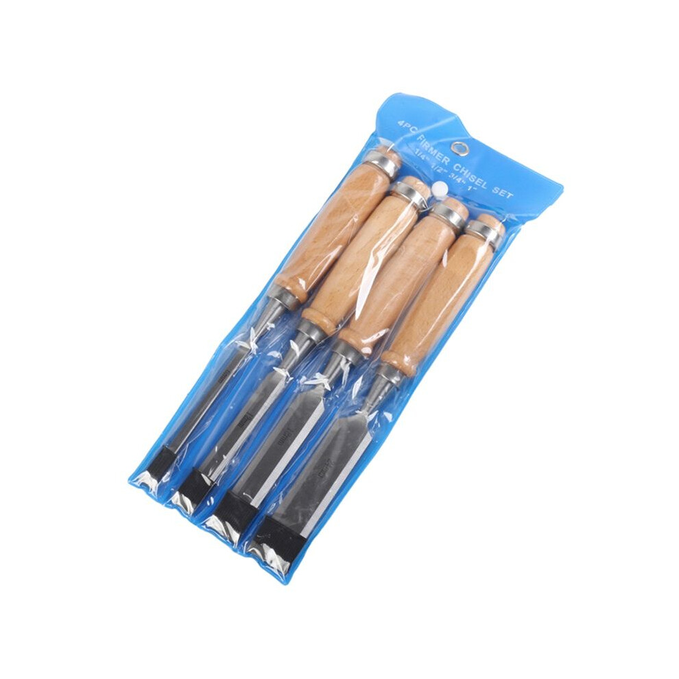 4Pcs Wood Chisel Set For Woodworking, Chrome Vanadium Steel Bevel- Bench Chisels With Cap, Beech High Impact Handle 4711998039229