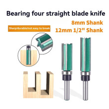 Paquet de 2 Couteaux Droits Ă Quatre Tranchants, Manche Fendu Ă 4 Dents avec TĂŞtes de Coupe Ă Roulement, Fraise Ă Bois 12 mm