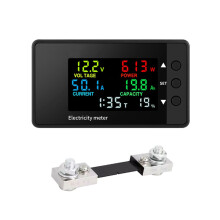 6-In-1 Voltmeter Ammeter 7.5-100V Wattmeter LED Digital Electric Meter Multifunctional Voltage Current Meter 0-100A