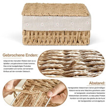 Panier de Rangement, Lot de 3 Paniers de Rangement avec Couvercle, Panier Tissé en Corde de Papier, Paniers Décoratifs Bohèmes avec Doublure