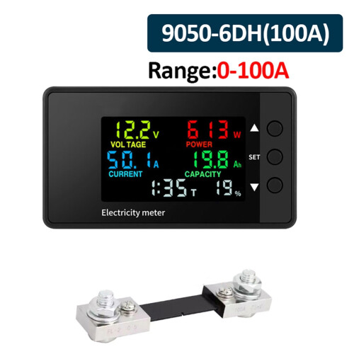 6-In-1 Voltmeter Ammeter  7.5-100V Wattmeter LED Digital Electric Meter Multifunctional Voltage Current Meter 0-100A 1