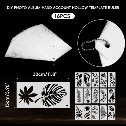 16 Pieces Leaves Stencil Reusable Sheet Painting Stencil Sheet Wall Stencil Leaf Pattern Template Tropical Leaf Reusable 2