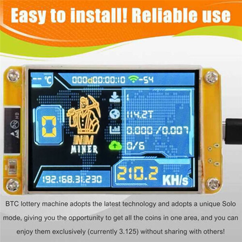 NMiner NerdMiner 235KH/S Bitcoin Crypto Solo Lottery Miner 2,8 Polegadas  Display com Revestimento de Acrílico NerdMiner Atualizado 2