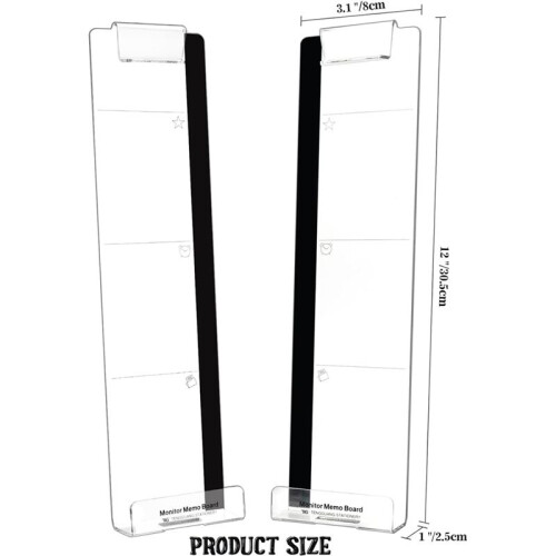 2 Pack Computer Monitor Memo Board Multi-Function Message Board Transparent Display Side Panel for Office, Computer Desk