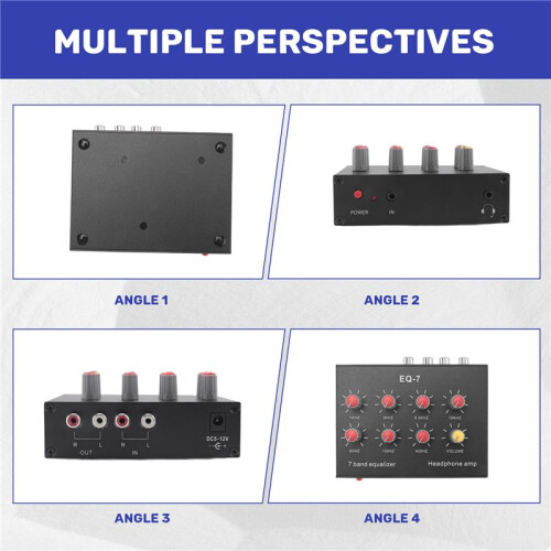 EQ-7 Car Audio Headset Amplifier 7-Band EQ Equalizer 2 Channel Digital Sound Equalizer 2