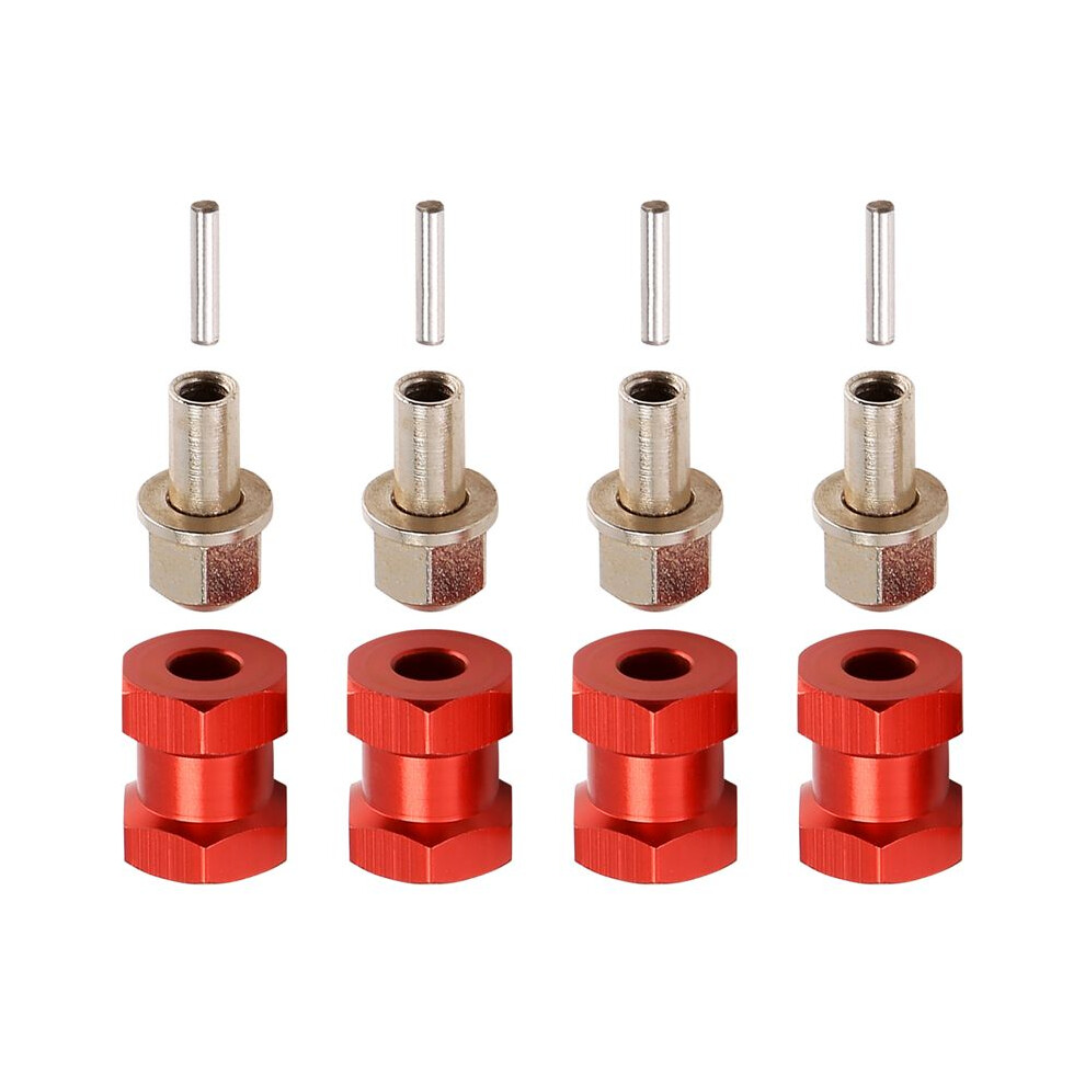 4Pcs 12Mm Hex Wheel Hub Drive Adaptor 15Mm Extension Combiner Coupler For 1/10 Rc Car Crawler Scx10 D90, Red Tauoh