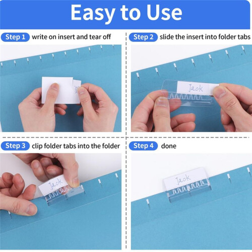 Hanging File Folder Tabs, 100 Pcs File Folder Tabs File Tabs for Hanging Folders, Plastic Hanging Folder Tabs 2