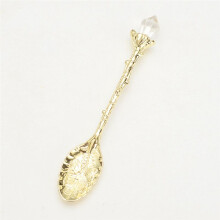 Vintage Engraved Coffee Dessert Spoon Set, Crystal Pattern Alloy Leaf Spoon Mug Coffee Ice Cream Spoon