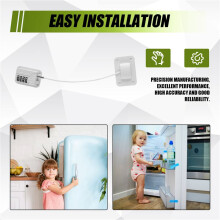 Fridge Lock 4-Digit Combination Lock for Refrigerators, Freezers and Cabinets, No-Drill Installation Child and Pet Safe