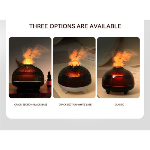 Essential Oil Diffuser Volcano Fire Diffuser Humidifier 350ml Cool Mist Humidifier 7 Colors Light for Room Office A
