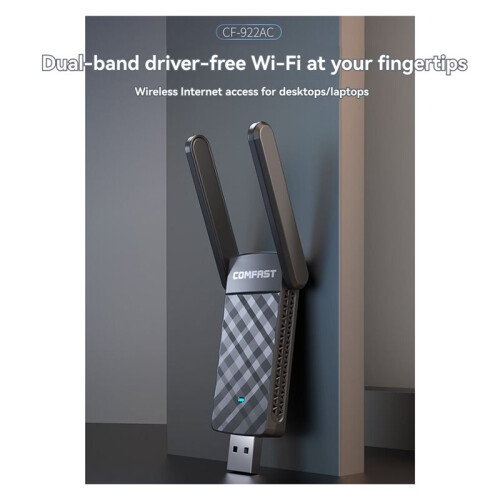 COMFAST Dual-Band WiFi Adapter USB3.0 AC1300 Wireless Network Card WiFi Receiver No Driver Needed for PC 1