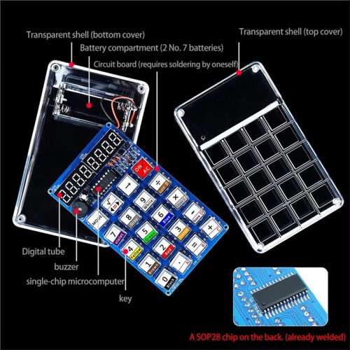 DIY Electronic Calculator with LED Digital Tube Display 51 Microcontroller Soldering Practice Kits for School Training B 2
