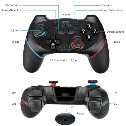 Wireless Controller for  Console Gamepad Joystick Controle with 6-Axis Motion Dual Vibration A 2