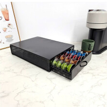 For Pod Holder Storage Drawer Black Metal Coffee Pod Holder for Vertuoline Capsule Orgainzer 40 Pods