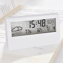 Multifunctional LED Thermo-Hygrometer with Electronic Clock Temperature and Humidity Meter Weather Station Alarms