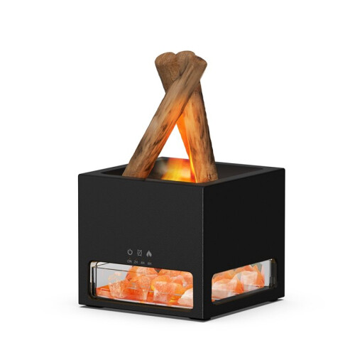 2-in-1 Himalayans Salt Lamp & Essential Oil Diffuser Aromatherapy Diffuser Automatic Fragrance Flame Humidifier Black