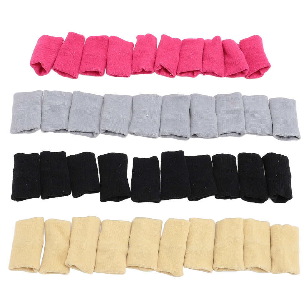 40Pcs Elastic Nylon Finger Sleeves Joint Protectors for Sports Black Pink Grey Beige