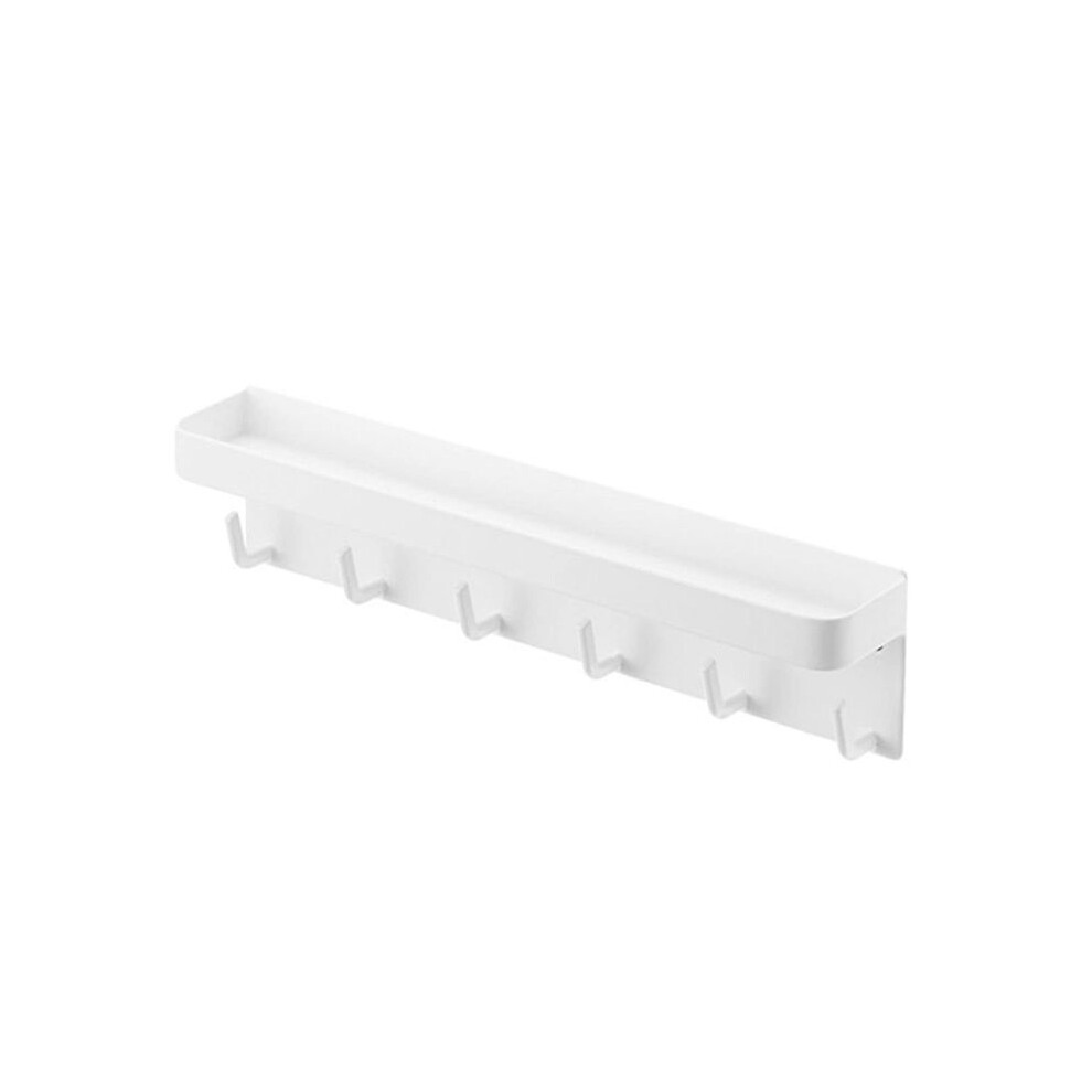 Key Ring,Wall Keychain,With Shelf,Key Tray With Shelf And 6 Self-Adhesive Hooks,Key Bar For Office Bathroom White 6034186061511