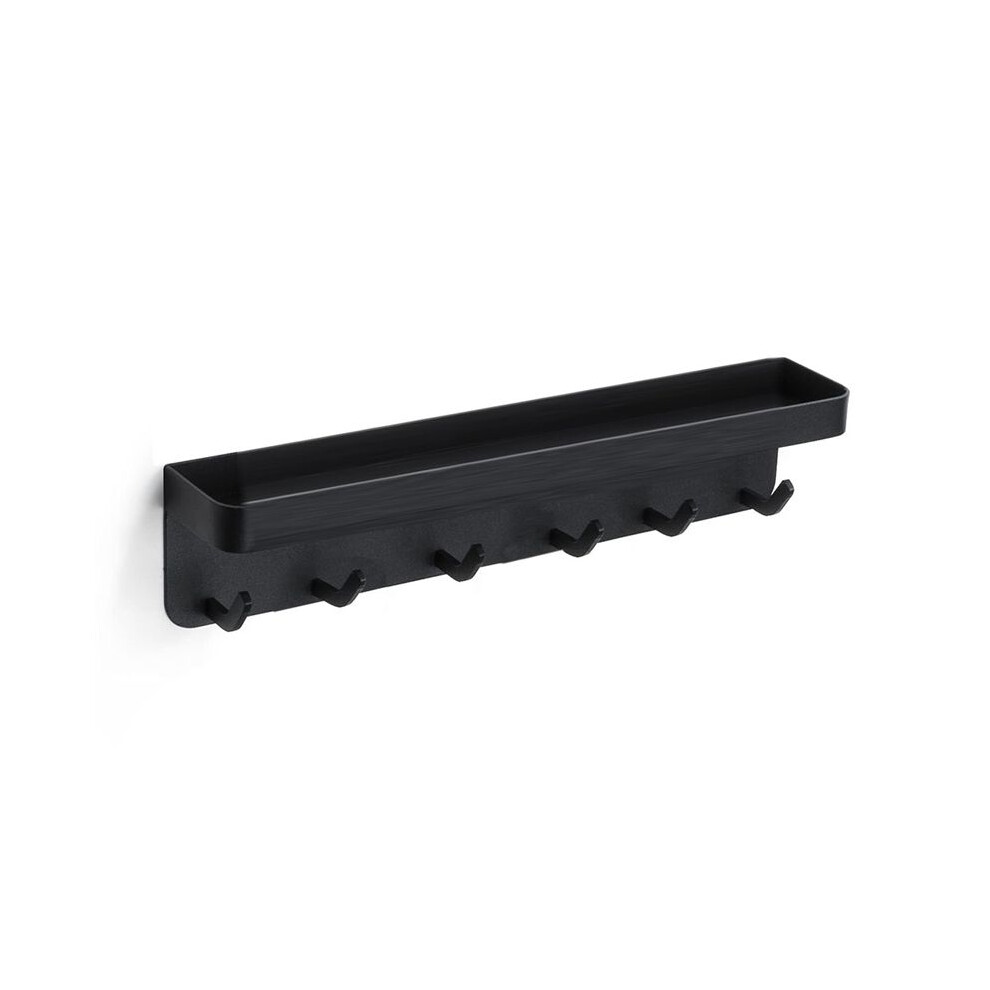 Key Ring,Wall Keychain,With Shelf,Key Tray With Shelf And 6 Self-Adhesive Hooks,Key Bar For Office Bathroom Black 6031119688487