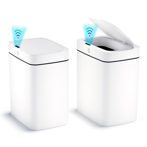 2Pack Bathroom Trash Can with Lid,  Automatic Touchless Garbage Can, Slim Motion Sensor Waterproof Trash Bin 1