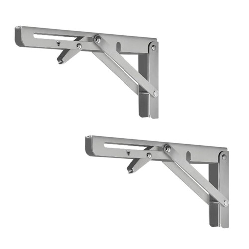 2 Piece Heavy Duty Folding Shelf Brackets Triangular Bracket Shelf Wall Shelf Support Frame for Bench Table with Screws