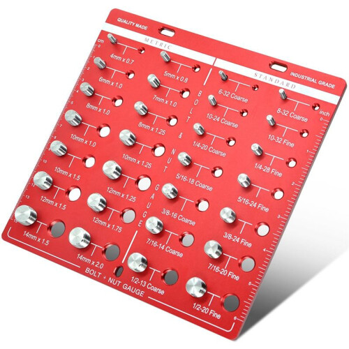 28 Thread Checker, Nut and Bolt Thread Checker, Bolt Size , Standard Ruler with Inches and Centimeters  Both Sides