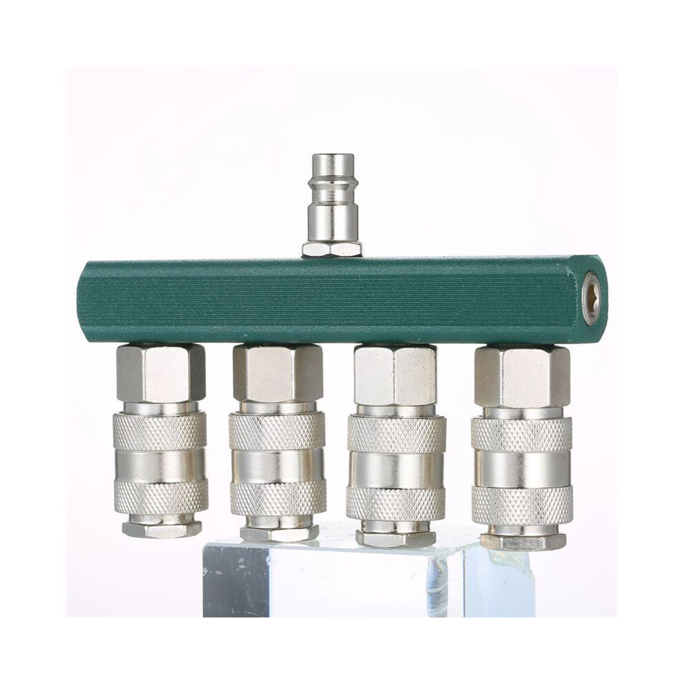 Air Compressor Splitter With 4 Couplers & 1/4Inch Npt Plug 1/4Inch Npt Air Fitting Coupler 4-Way Straight Air Manifold 6034186083438