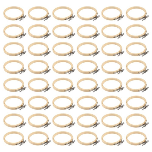 48 PeçAs Aro de Bordado de 3 Polegadas  Aro de Bordado Aro Redondo de Bambu para Artesanato DIY, Costura e Artesanato 8 Cm