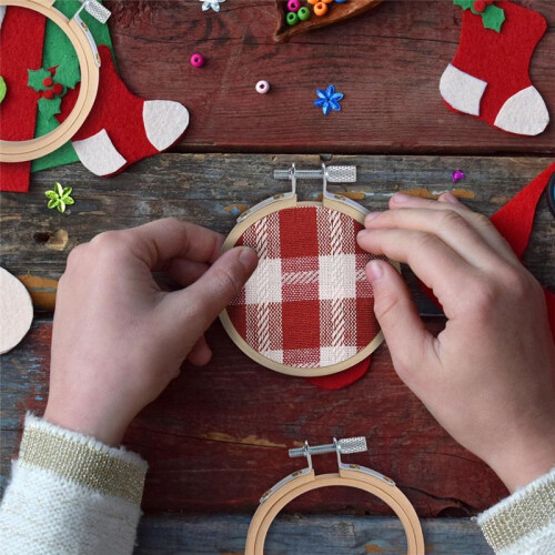 36 PeçAs Aro de Bordado de 3 Polegadas  Aro de Bordado de Bambu Aro Redondo para Artesanato DIY, Costura e Artesanato 8Cm 2