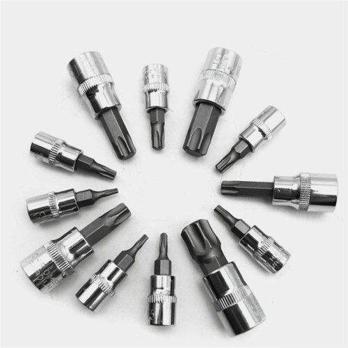 Conjunto de Soquetes Star Torx de 13 Unidades T8-T70 H2-H14, Soquetes CRV de 1/4 Polegadas, 3/8 Polegadas e Unidade de 1/2 Polegadas para Trabalho 1