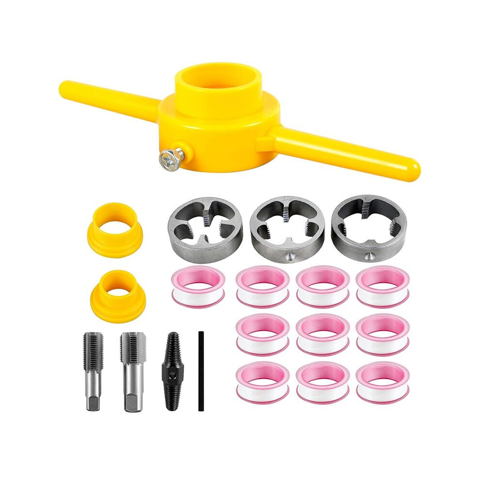 Pvc Thread Maker Tool,Pipe Threader Plumbing Tool Kit,Npt Tap & Die Set With 3 Dies 1/2Inch 3/4Inch & 1Inch 6034191715126